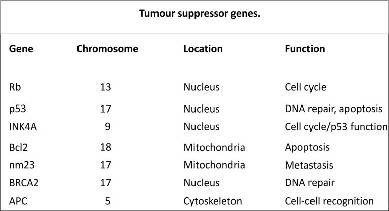 Tumor supressor genes