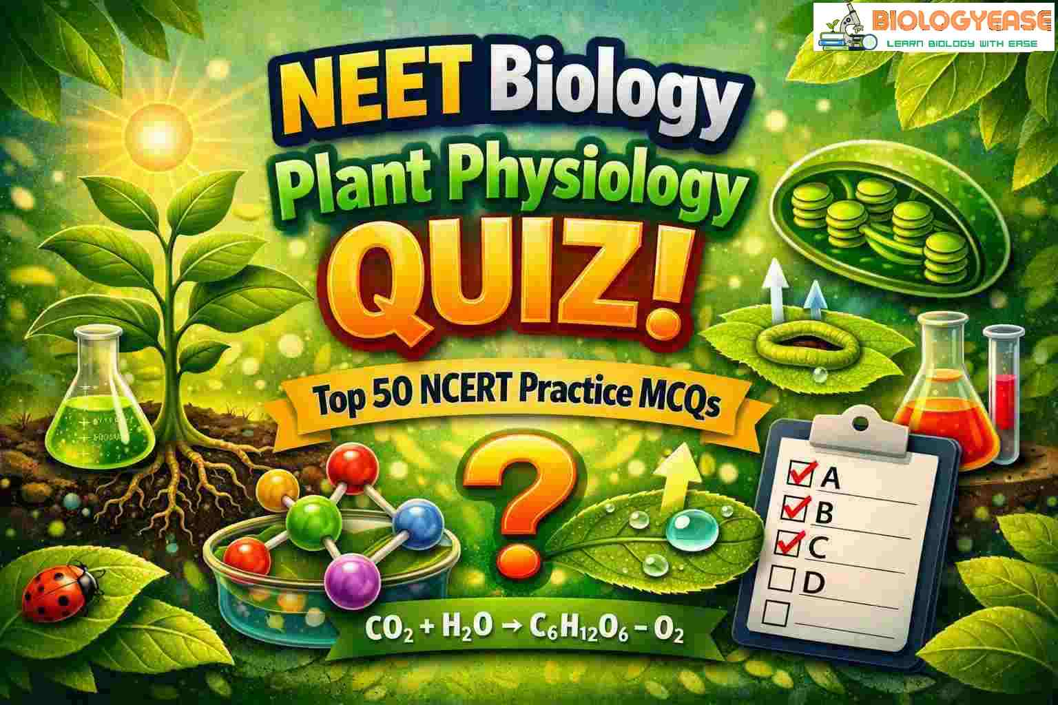 NEET Biology Plant Physiology Top 50 NCERT Practice MCQ